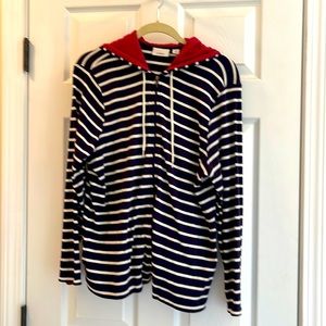 XL petite LL BEAN striped zip up hoodie
